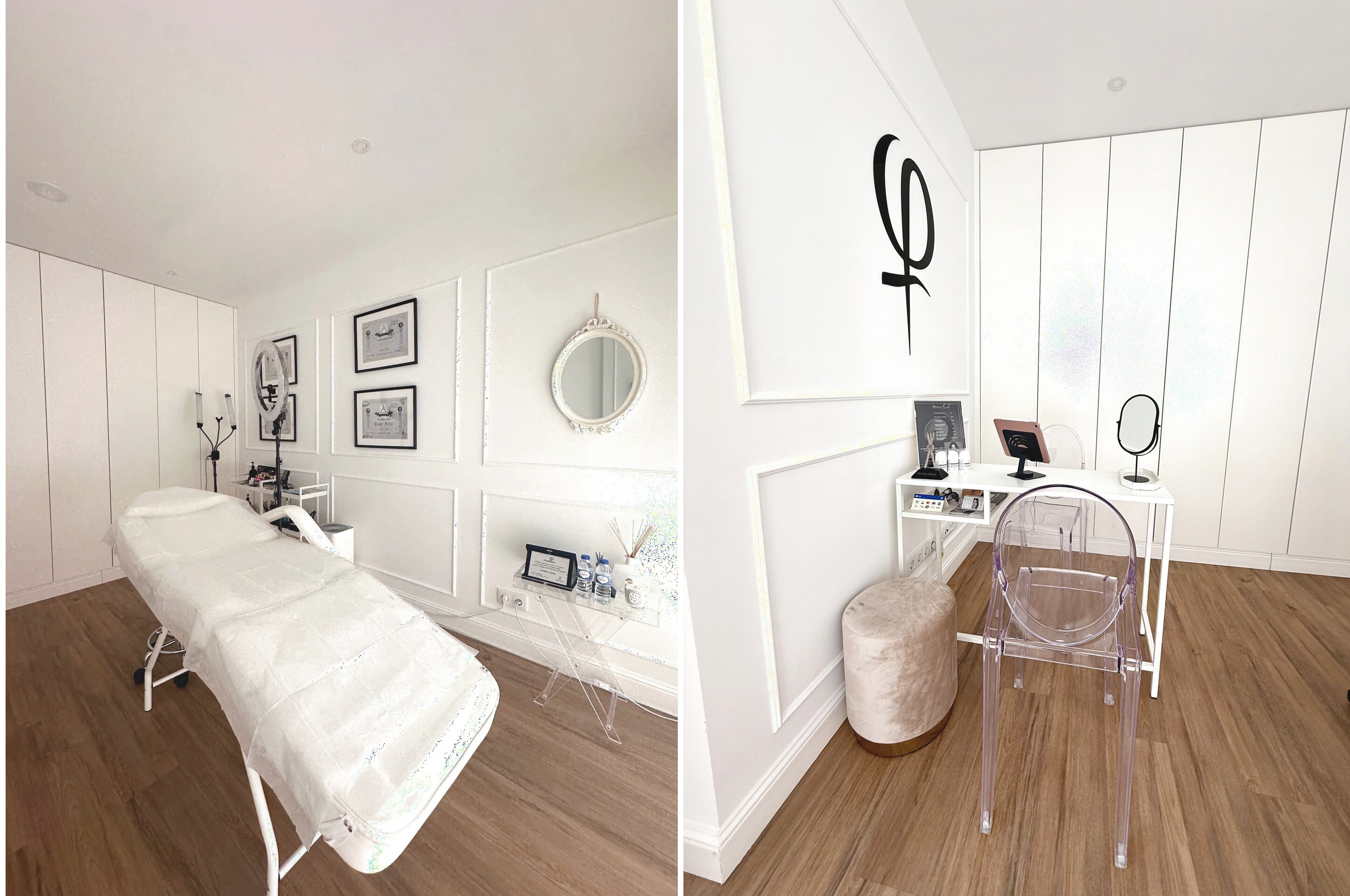 Browboutique private studio in Cascais — treatment area and consultation desk